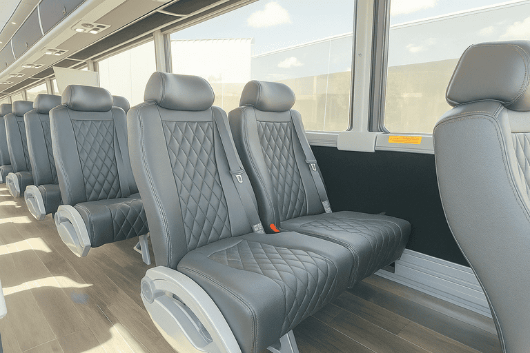 interior of Waterbury Shuttle Bus Rentals charter bus